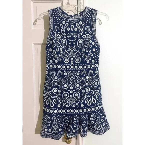 Alice + Olivia Blue and White Mini Dress - Picture 2 of 13